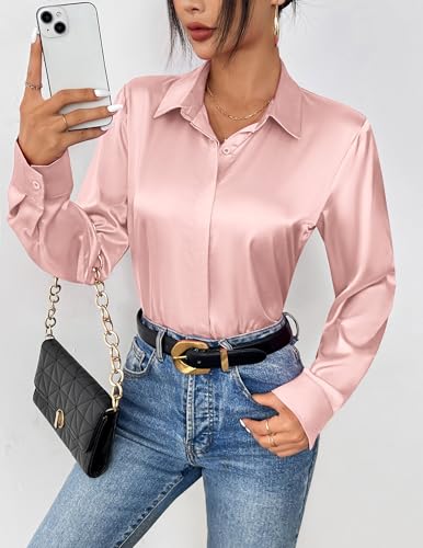 Detalle 2 de Zeagoo Chemisier Femme Satin col V soie