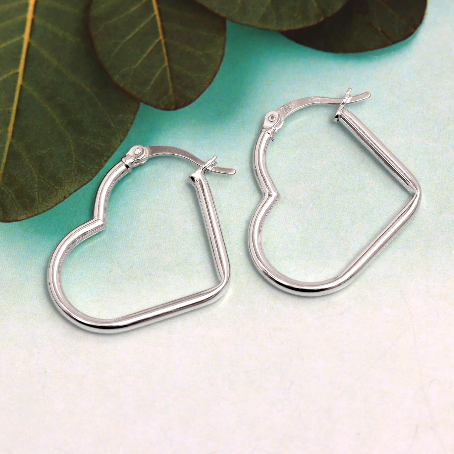 Thumbnail 4 de LeCalla 925 Sterling Silber Herz Creolen 23×28 mm