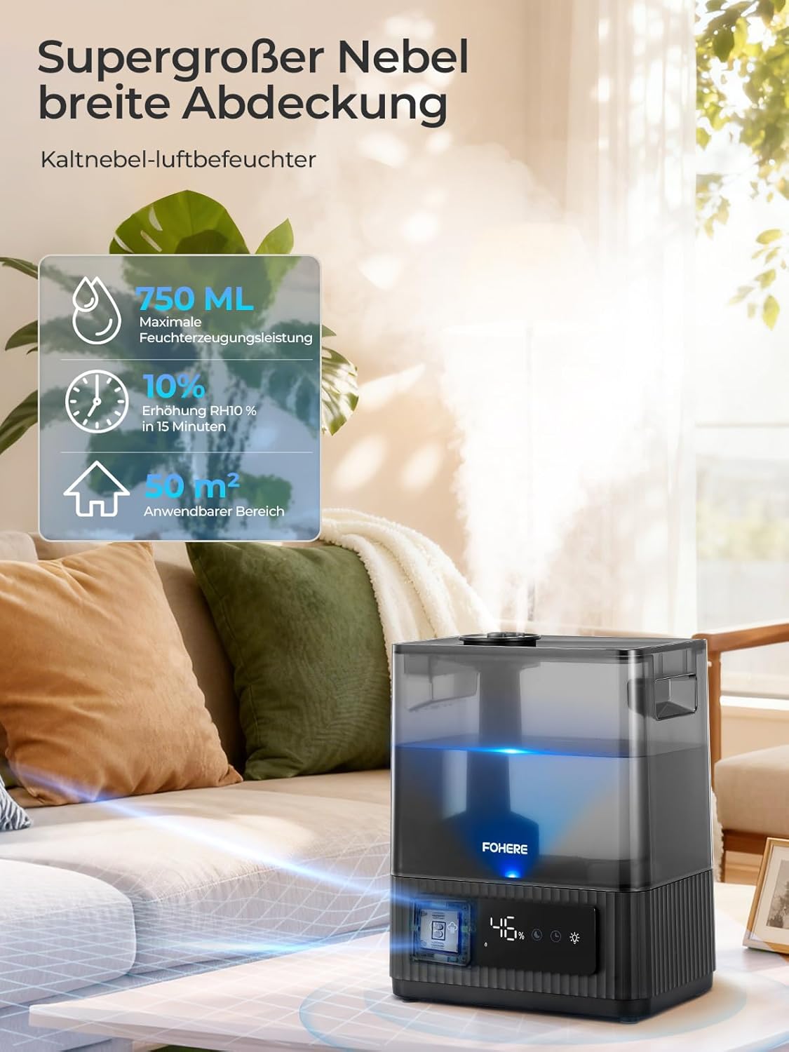 Detalle 2 de Umidificatore 6 L per ambienti grandi 💧
