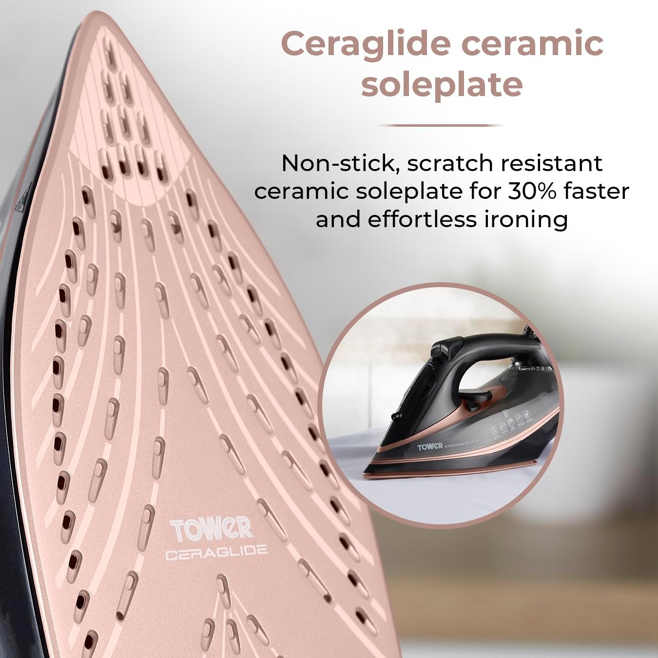 Thumbnail 3 de Tower Ceraglide Ultra Speed Iron (T22013) with Ceramic Soleplate, 3100W & Steam Boost
