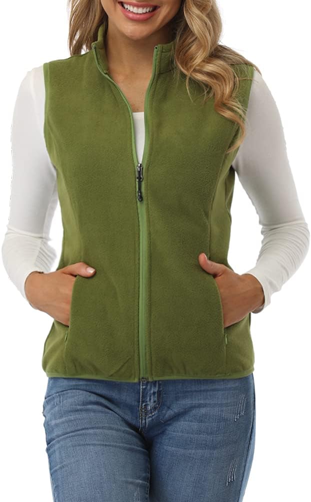Detalle de Fuinloth Fleece-Weste für Damen mit Stehkragen und Reißverschlusstaschen – leichte Ärmellose Zwischenschicht