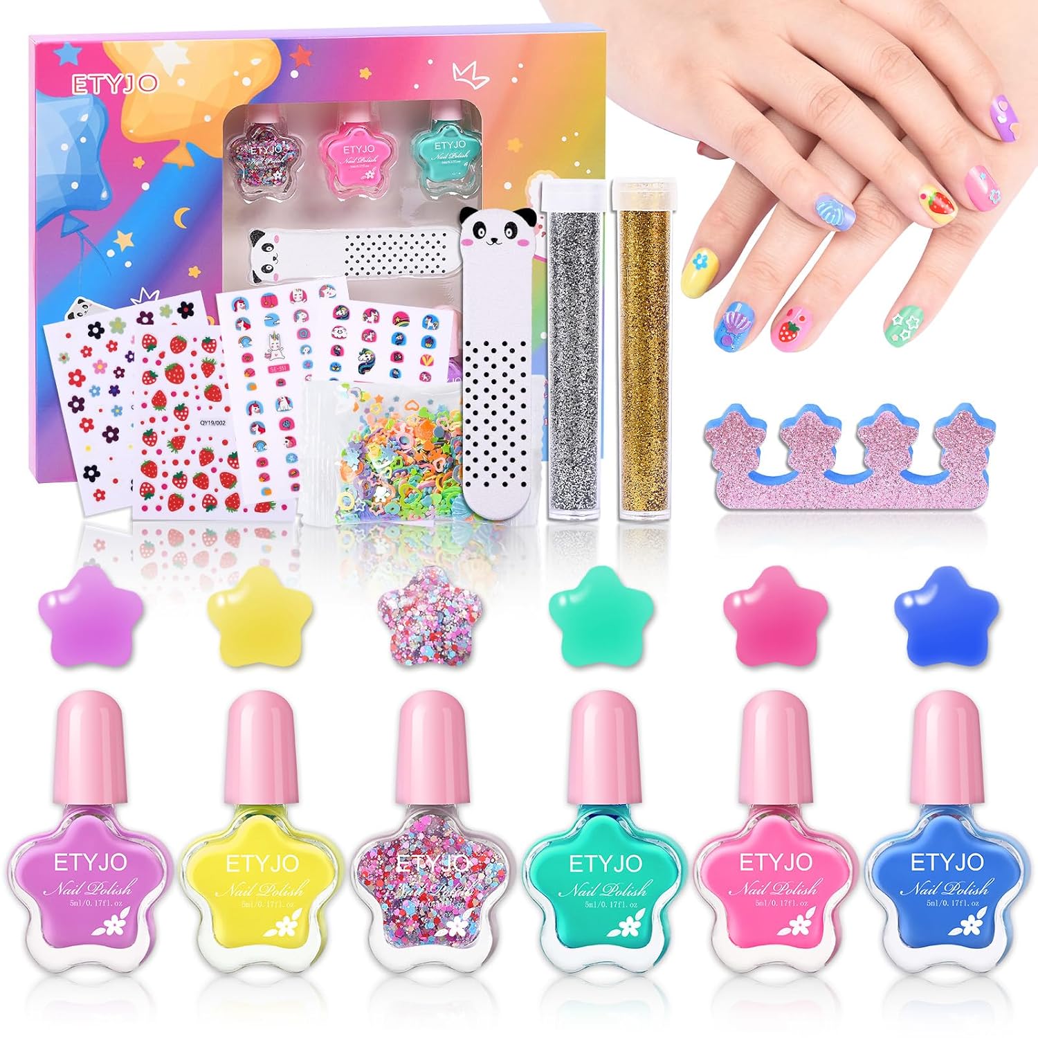 Detalle de ETYJO Kindernagellack Set auf Wasserbasis – Peel Off Ungiftig, 6×5 ml