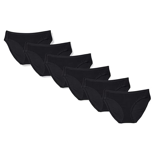 Detalle de Amazon Essentials Slip Bikini in Cotone – Disponibile in Taglie Forti Donna, Pack da 6, Nero, 44