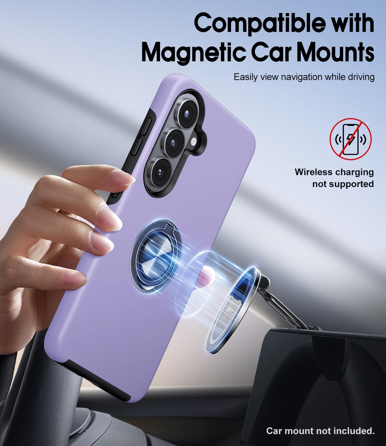 Detalle de AOUIA Samsung Galaxy S26 Case with 2-Pack Screen Protectors — 3-in-1 Set with 360° Ring Stand