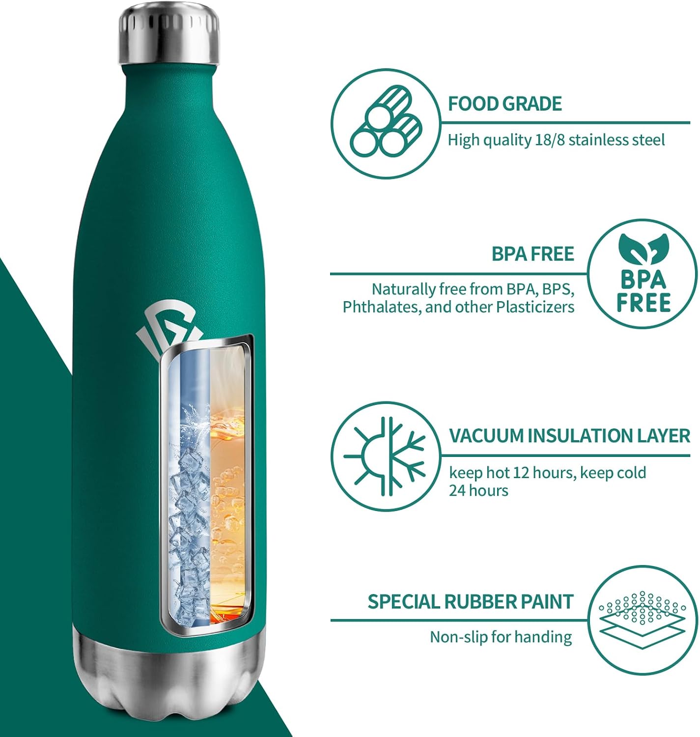 Detalle de Bouteille Isotherme 1L en Inox Double Paroi — robuste, sans BPA et étanche