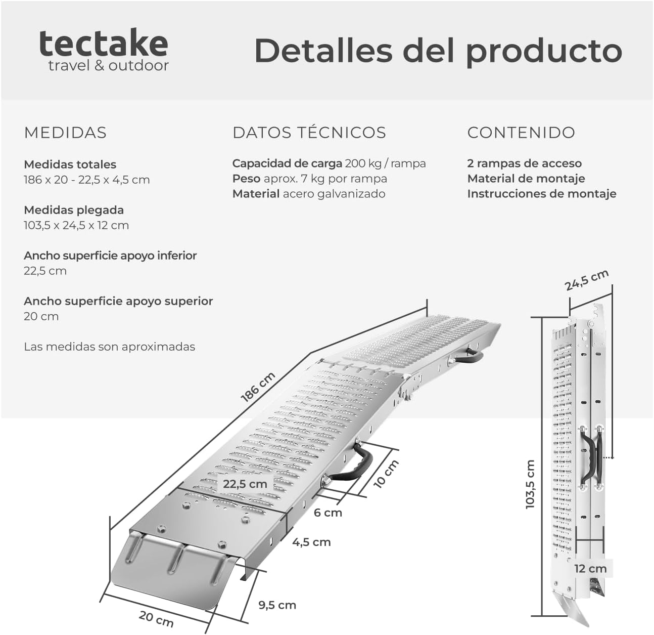 Thumbnail 5 de tectake® 2X Rampas plegables 186 cm para carga