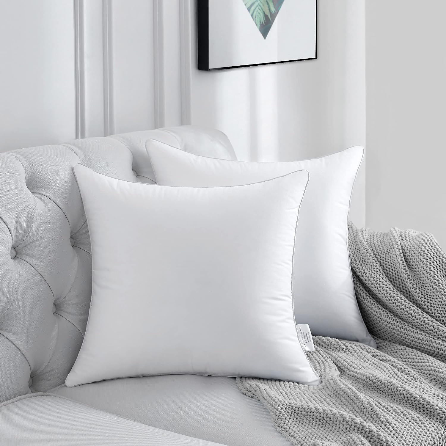Detalle 2 de FAVRIQ 20 x 20 Pillow Inserts, Set of 2, Cotton Covers, Polyester Fill