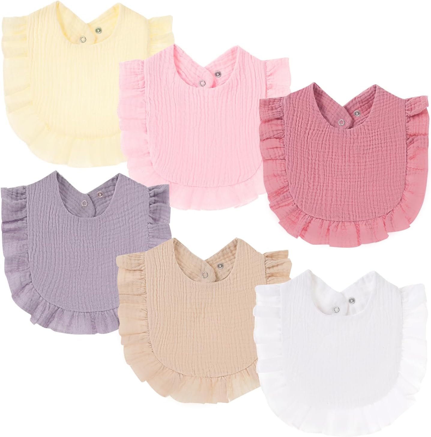 Detalle de Oiomniv Baby Bibs: 6-Pack Muslin Cotton Bandana Dribble Bibs for Newborns and Toddlers