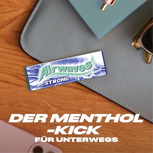 Detalle 2 de Airwaves Strong Zuckerfrei Kaugummi – Intensives Menthol, langanhaltende Frische, 30x10 Dragees