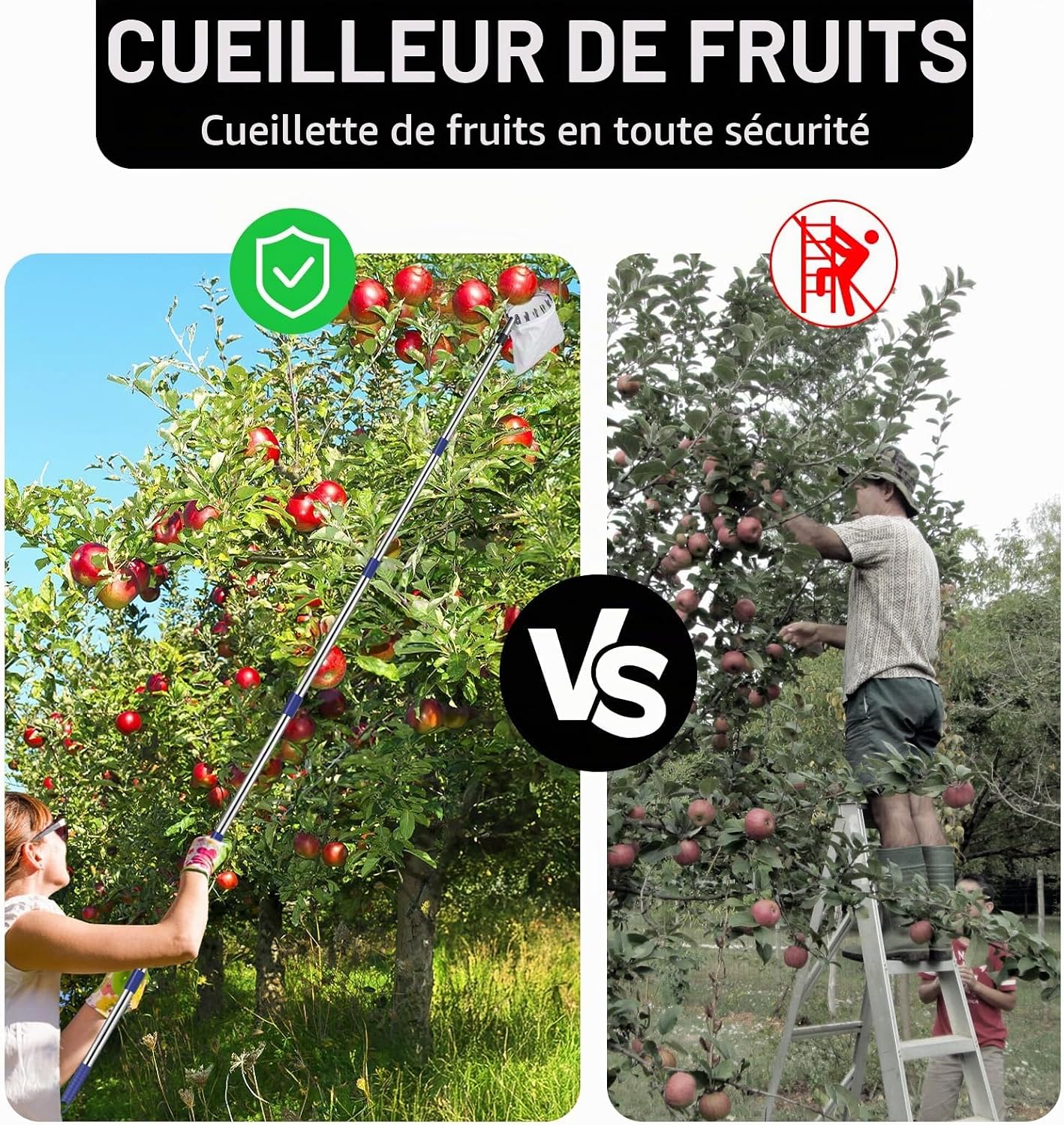 Detalle de DBREAKS YH-13661 fruitplukker met telescopische steel van 4,2 m