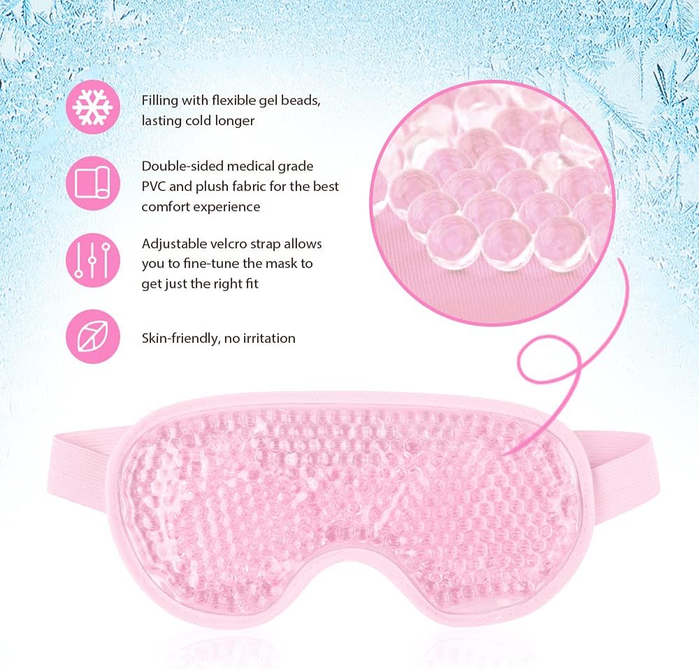 Detalle de NEWGO EM002 Reusable Gel Eye Mask, Reversible Hot and Cold Therapy, Pink