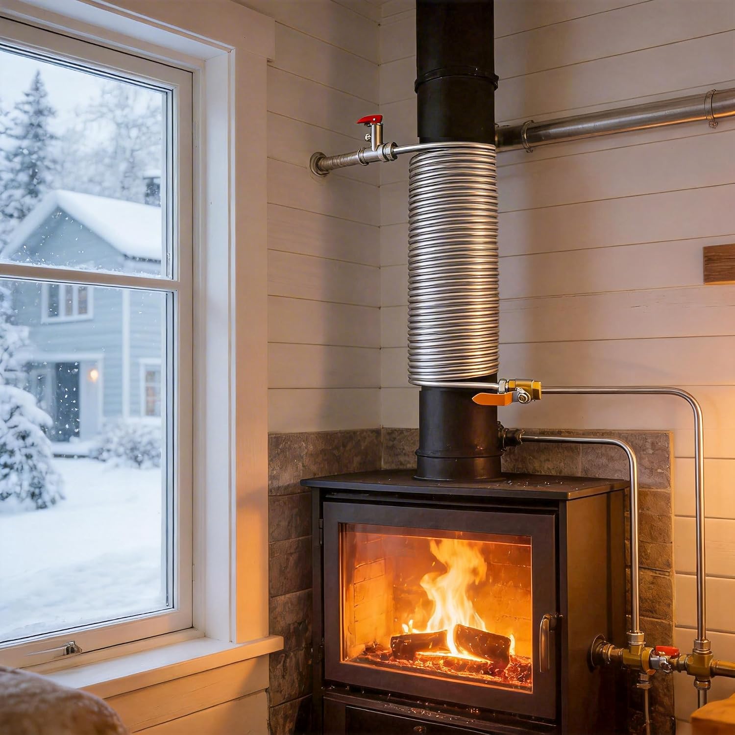 Detalle 2 de LZQ rökrörsvärmeväxlare i rostfritt stål med 15,5 cm innermått