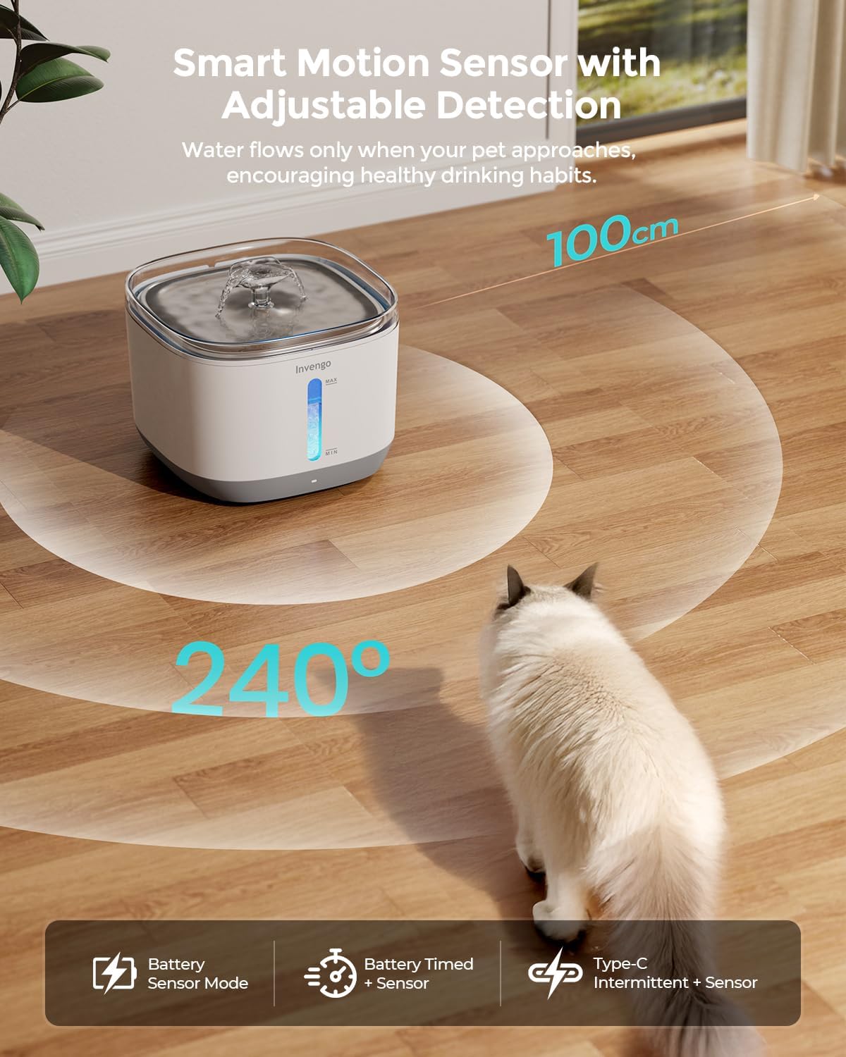 Thumbnail 1 de Invengo Wireless Water Fountain for Cats and Dogs (3L, Stainless Steel)
