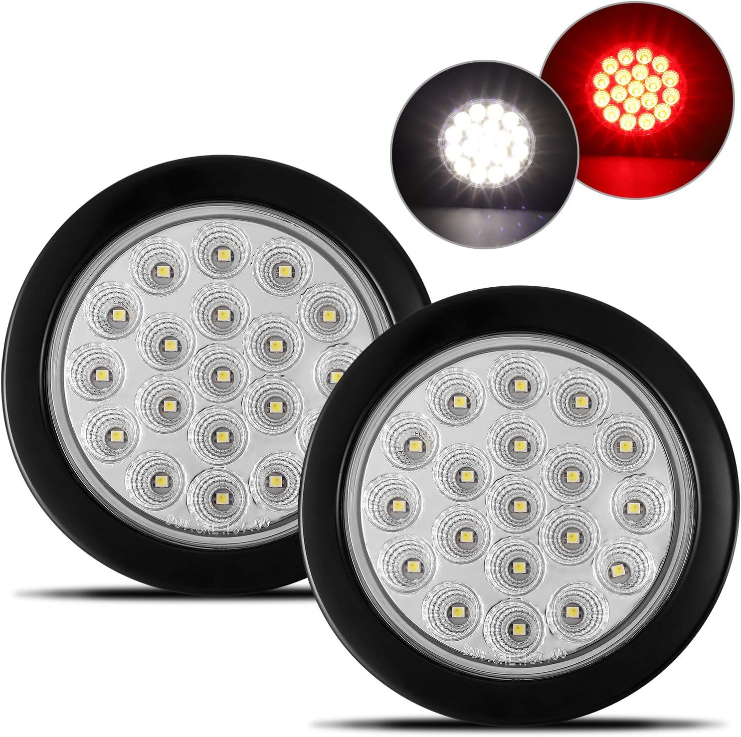 Detalle de PARTSam GTCV-0652883157 4-Inch Round Red/White LED Truck and Trailer Lights