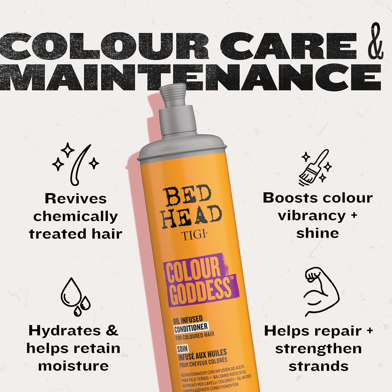 Detalle de TIGI BED HEAD Colour Goddess Conditioner - 600 ml: nutrimento e protezione per capelli colorati