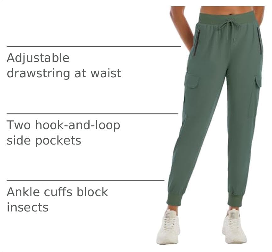 Detalle 2 de Rrosseyz Women's Cargo Hiking Pants, Quick-Dry Water-Resistant Joggers