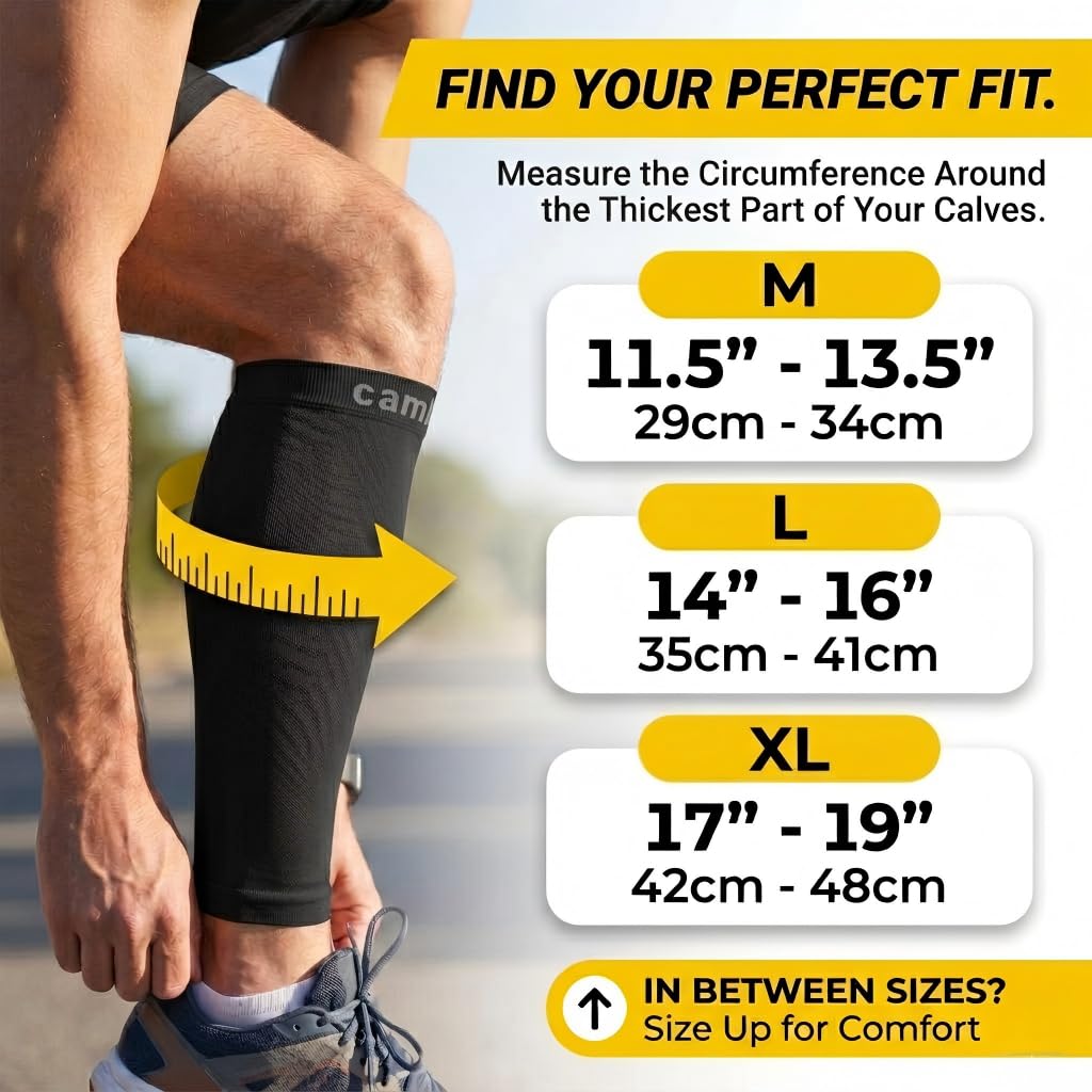 Thumbnail 1 de CAMBIVO 2 Pairs Compression Calf Sleeves (20-30 mmHg) – Footless, Graduated Support for Flying, Running and Daily Wear