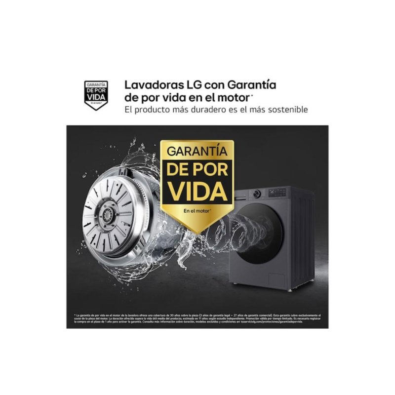 Thumbnail 1 de Lavadora LG F4X5009TBB: 9 kg, 1350 rpm, IA Steam+ y conectividad WiFi