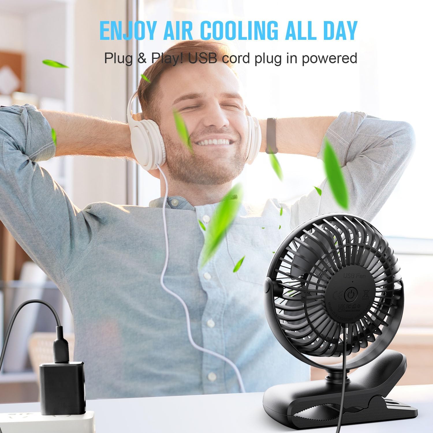 Thumbnail 6 de BESKAR Small Clip on Fan: 3-Speed USB Clip & Desk Fan with Ultra-Quiet Airflow
