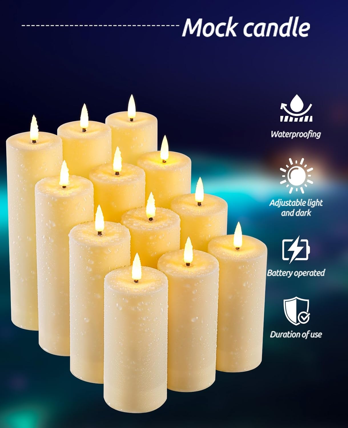Thumbnail 2 de Fanzir wasserdichte LED-Kerzen mit Fernbedienung & Timer (batteriebetrieben), 12er-Set