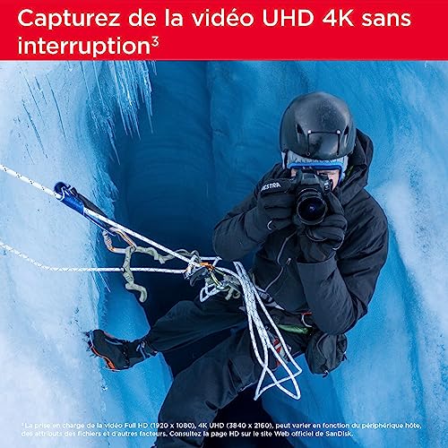 Detalle de SanDisk Extreme PRO Carte SDXC 256 Go – Vitesse jusqu'à 200 Mo/s, UHS-I, V30, 4K UHD