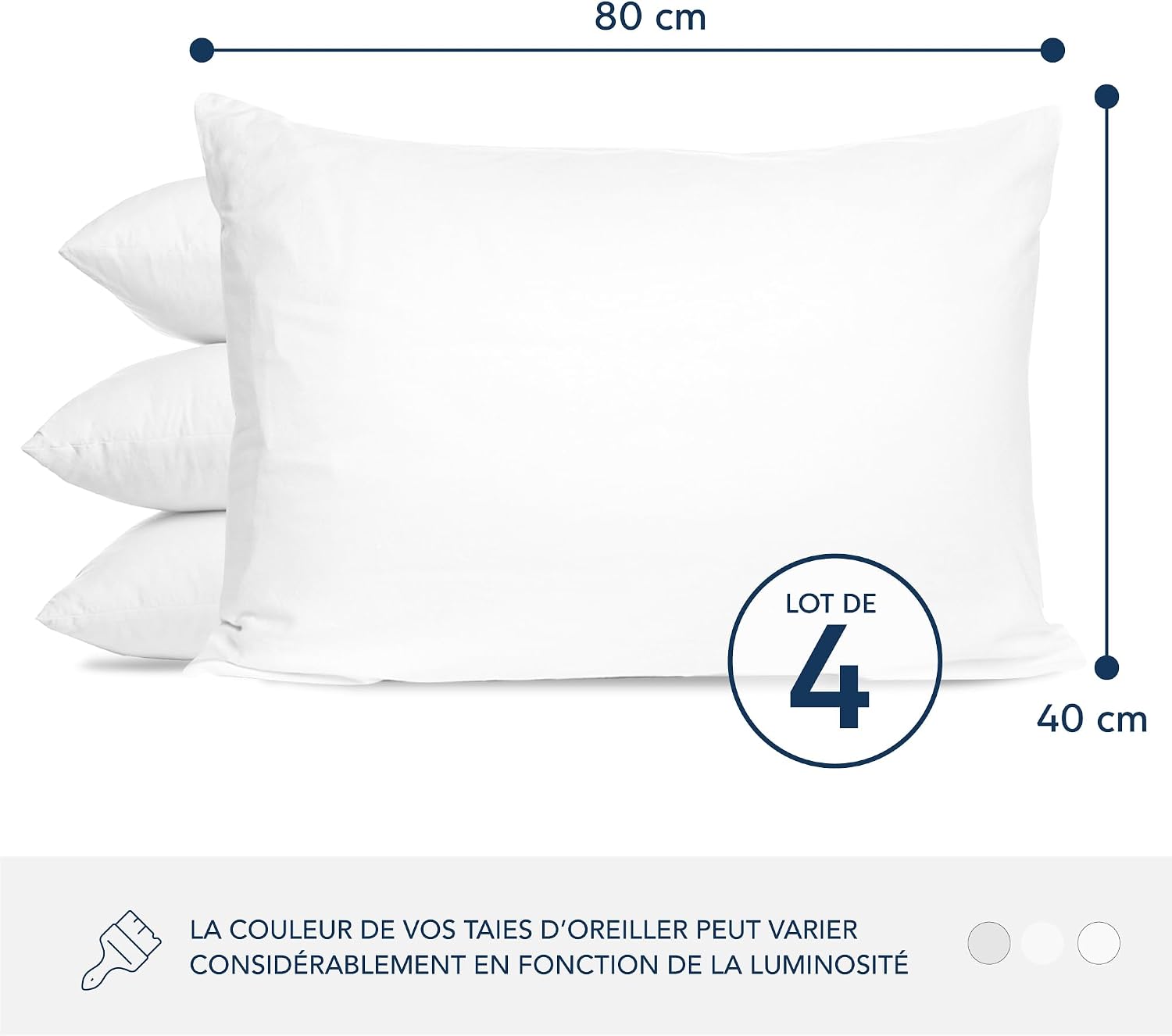 Detalle 2 de Taie d’oreiller coton 40x80 Dreamzie, lot de 4