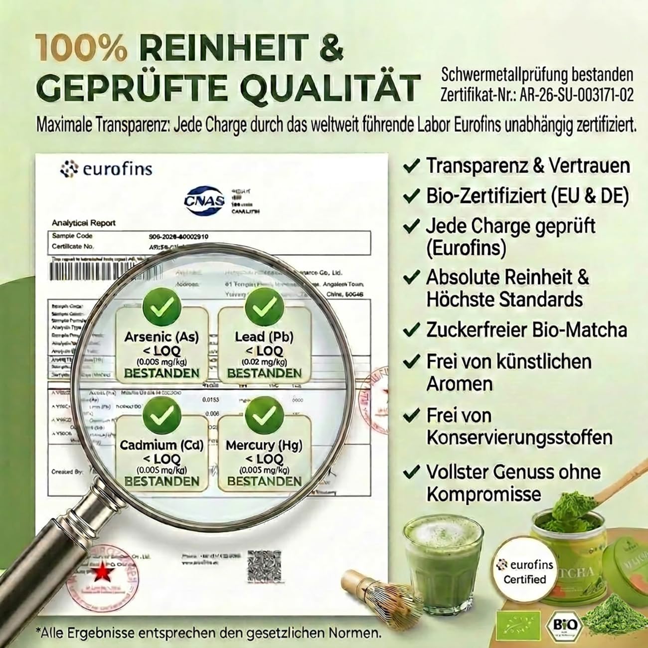 Detalle de ZenRitual Matcha Pulver Bio 40g Dose – Ceremonial Grade, Tencha Erste Ernte
