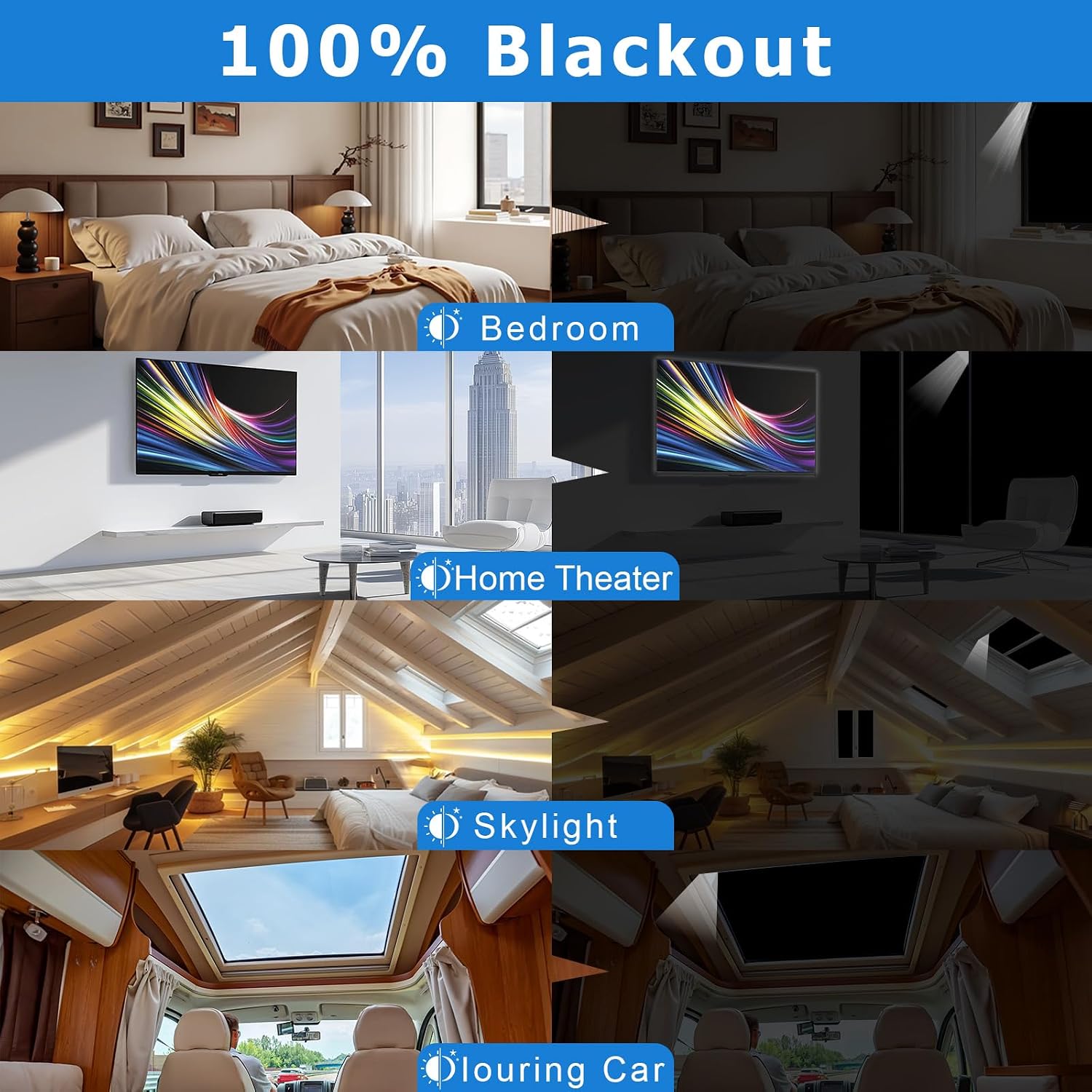 Thumbnail 6 de Blackout Blinds 145 x 100 cm: Portable 100% Nursery Blackout Roller Blind