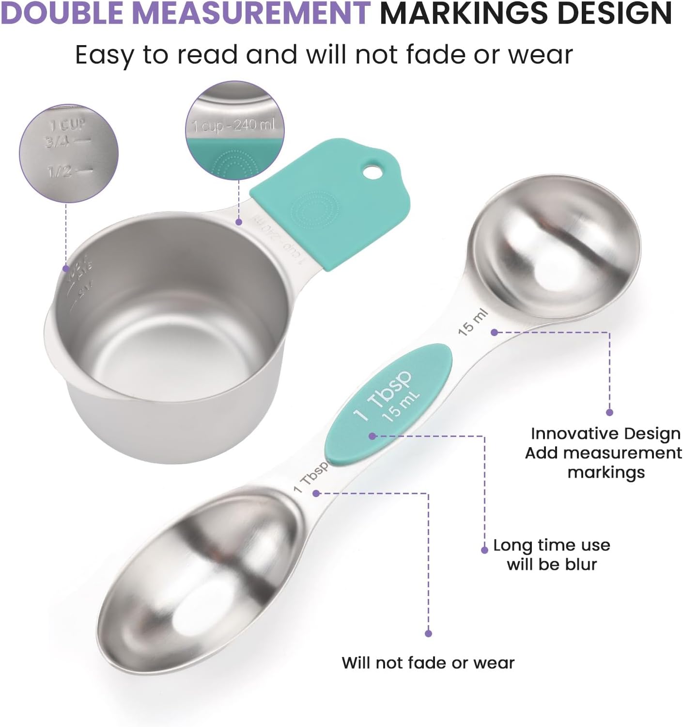 Detalle 2 de Magnetic Measuring Cups and Spoons Set 16 🍴