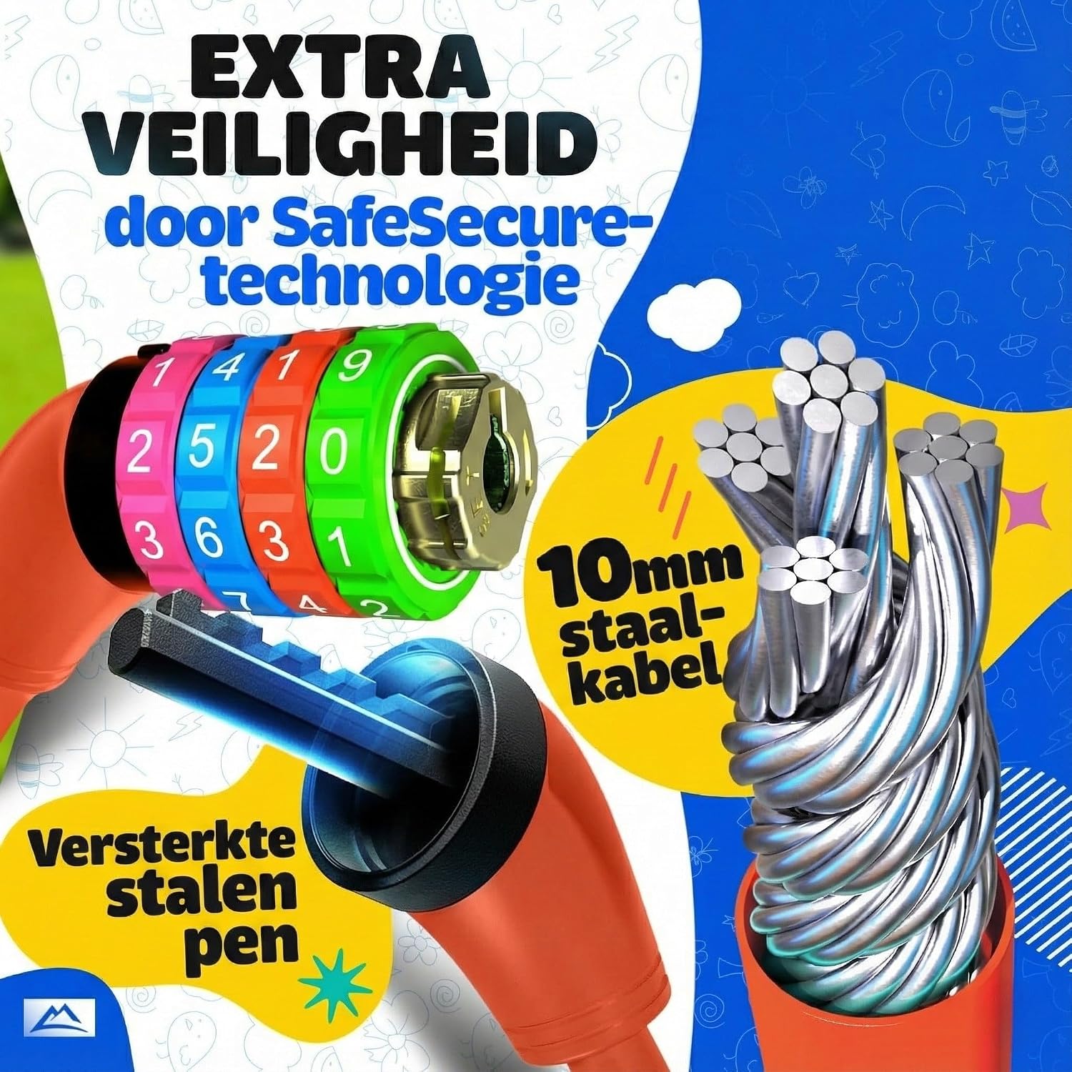 Detalle 2 de NEXTCOVER fietsslot voor kinderen met 4-cijferige code en 10 mm staalkabel