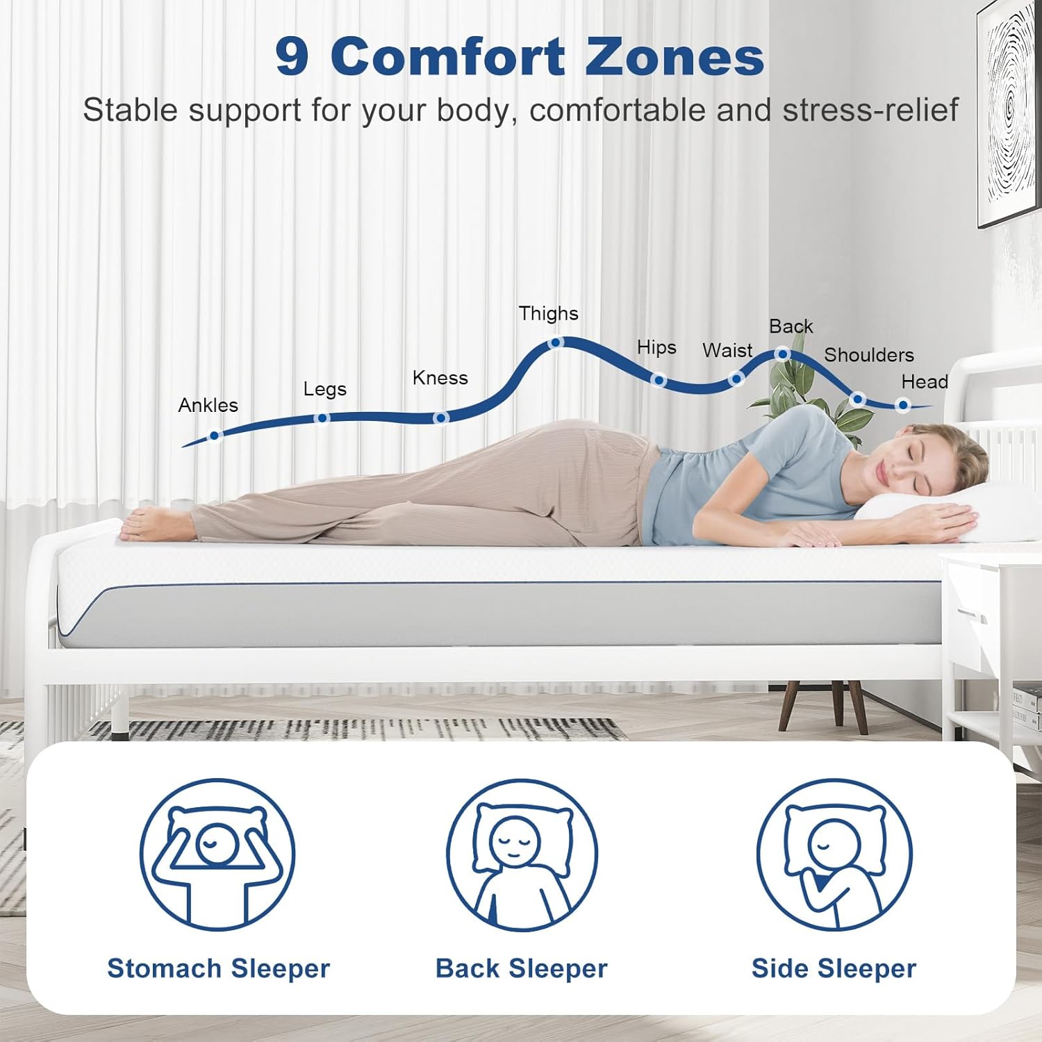 Detalle de Doubleslee Memory Foam Mattress 8 Inch