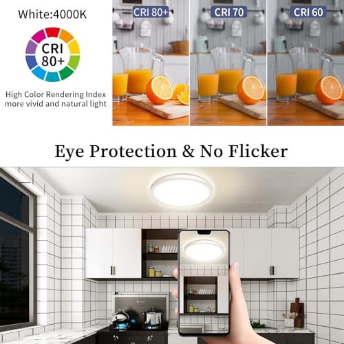 Detalle de Deckenlampe LED Deckenleuchte Flach Rund Ø223 mm – Ultra Dünn, 18 W, 4000 K, 1600 Lumen, IP44