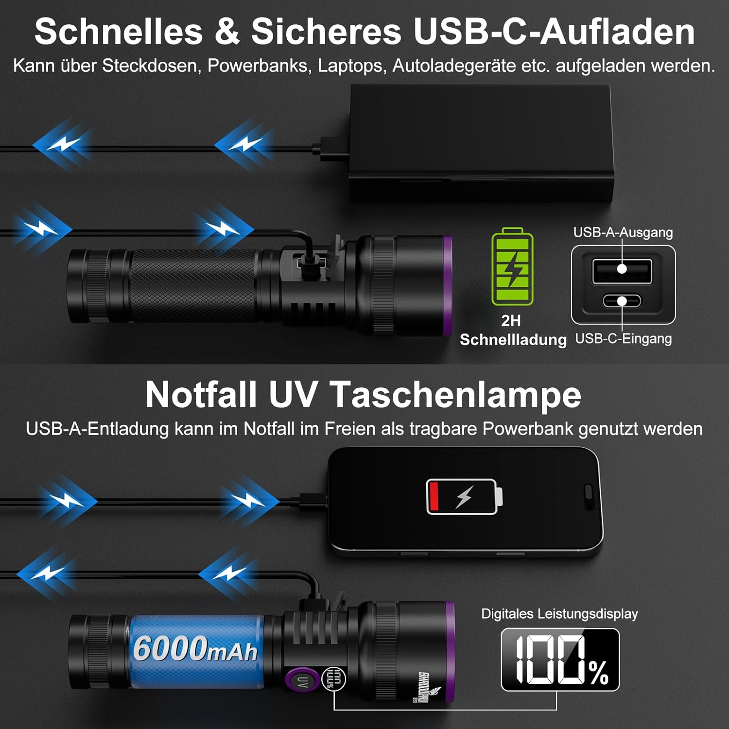 Thumbnail 4 de Shadowhawk 365nm UV Taschenlampe 30W