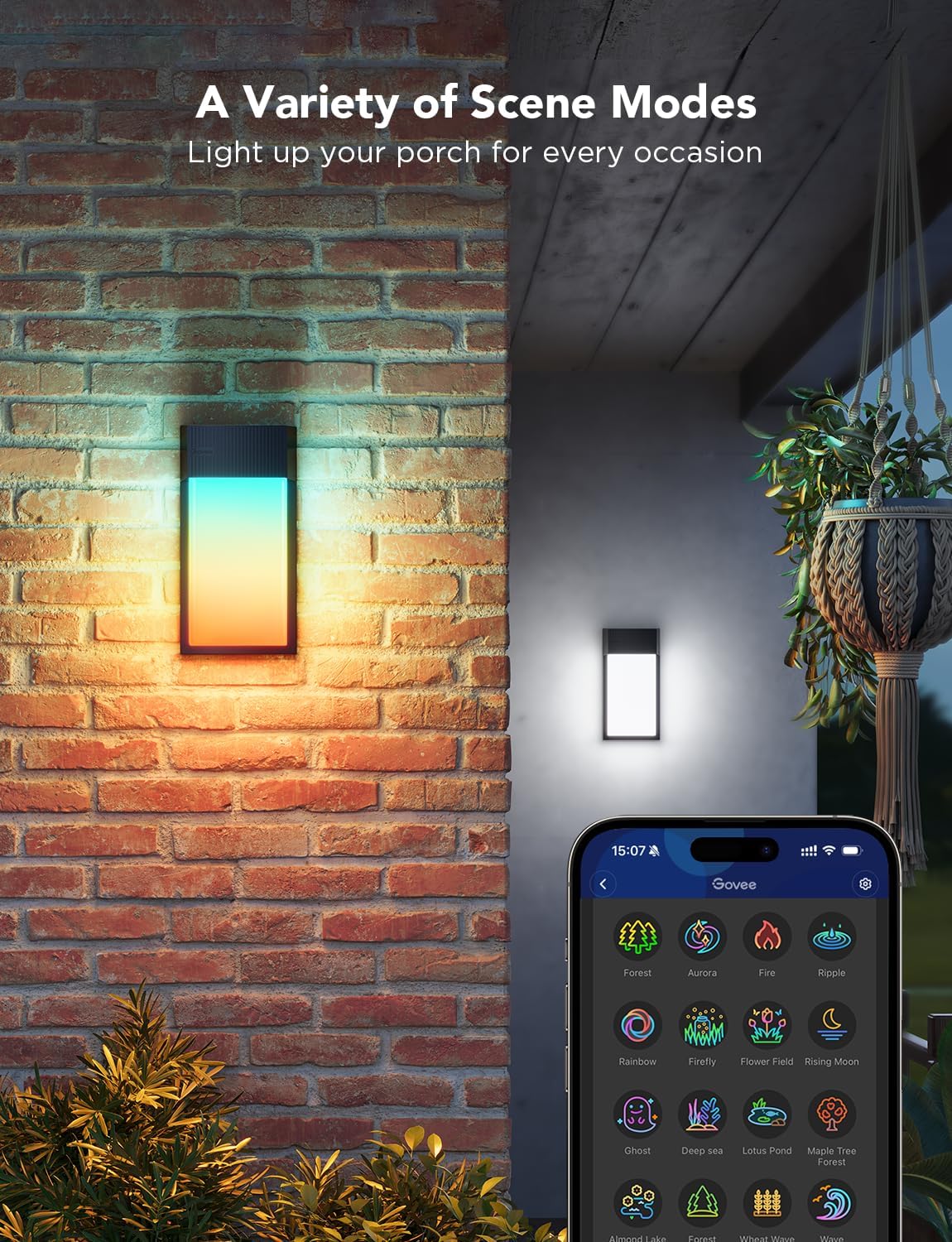 Thumbnail 2 de Govee Outdoor Wall Lights RGBIC (2 Pack) – 1500LM Smart LED, IP65, Alexa/Google & Matter