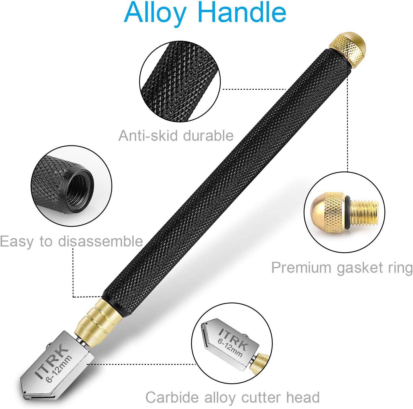 Thumbnail 4 de Glass DIY Cutting Tool Kit – Pencil Style Glass Cutter with Tungsten Carbide Wheel (2mm-20mm)