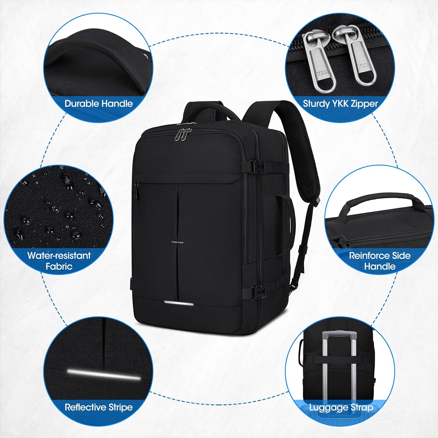 Thumbnail 5 de Lubardy Zaino da Viaggio Uomo 40L: bagaglio a mano anti-crisi, 17,3" laptop e Tasche ben organizzate