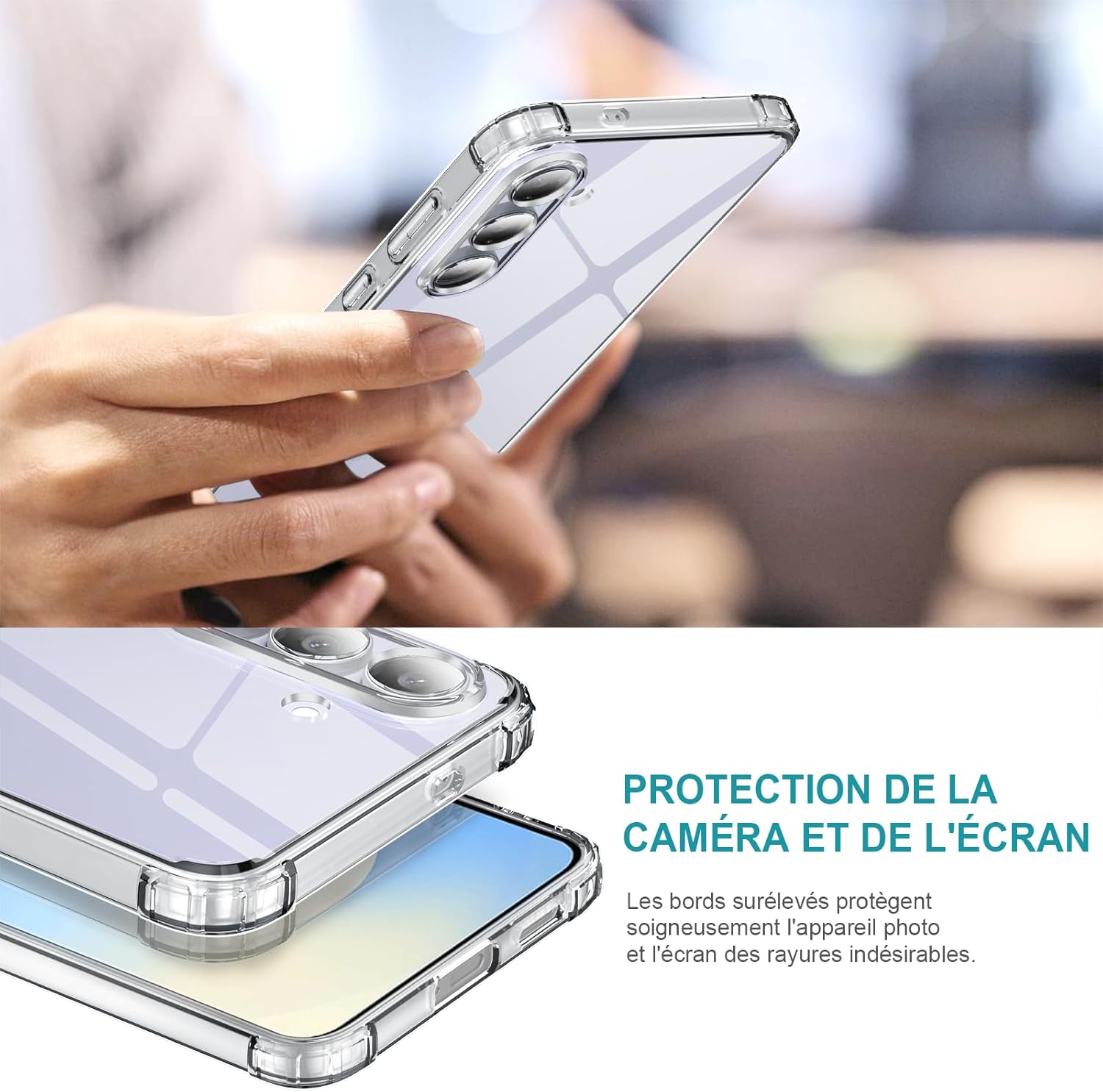 Thumbnail 2 de LeYi Coque transparente Samsung Galaxy S25 FE 5G avec protection 360° et 2 verres trempés