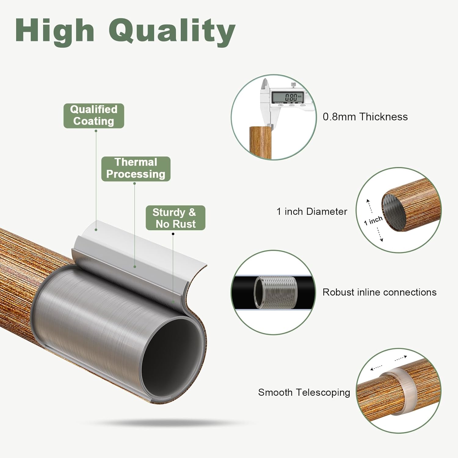 Thumbnail 4 de QDWIS Wood Curtain Rods 36-88''
