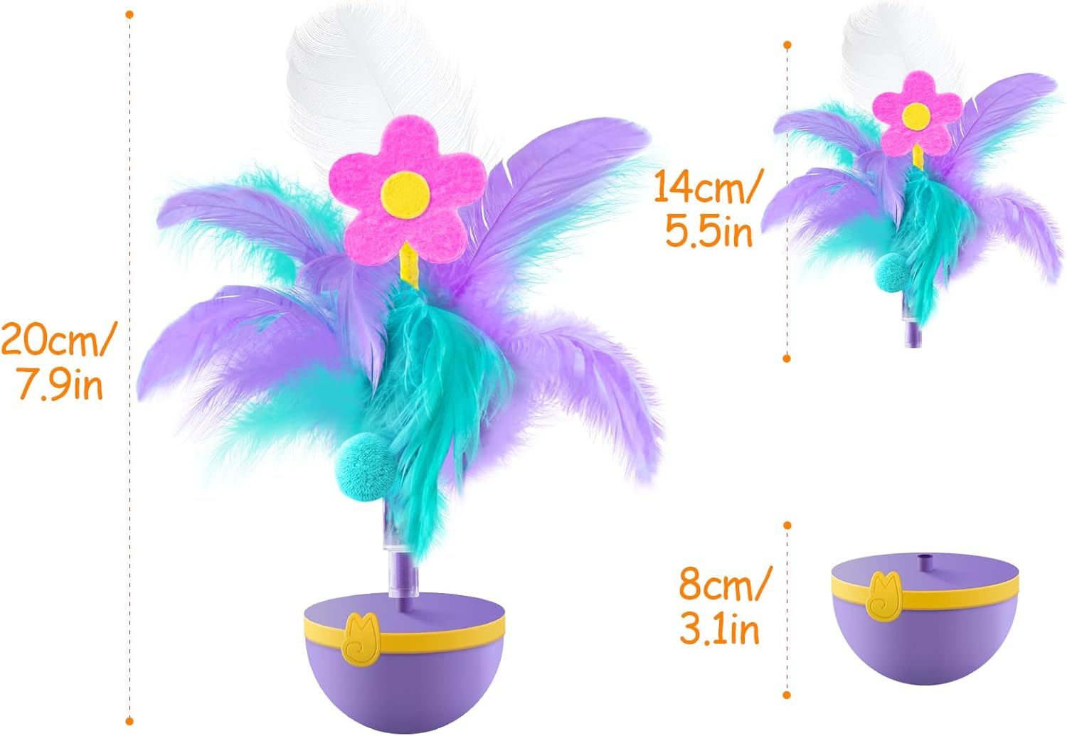 Detalle 2 de Migipaws Jouet interactif pour Chats - Joue plumes design tumbler, violet
