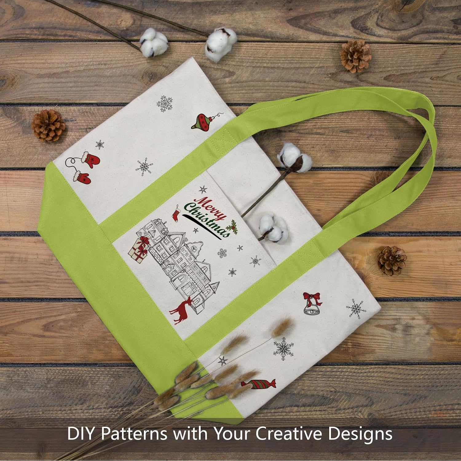 Detalle de TOPDesign Canvas Tote Bag 6-Pack, Reusable