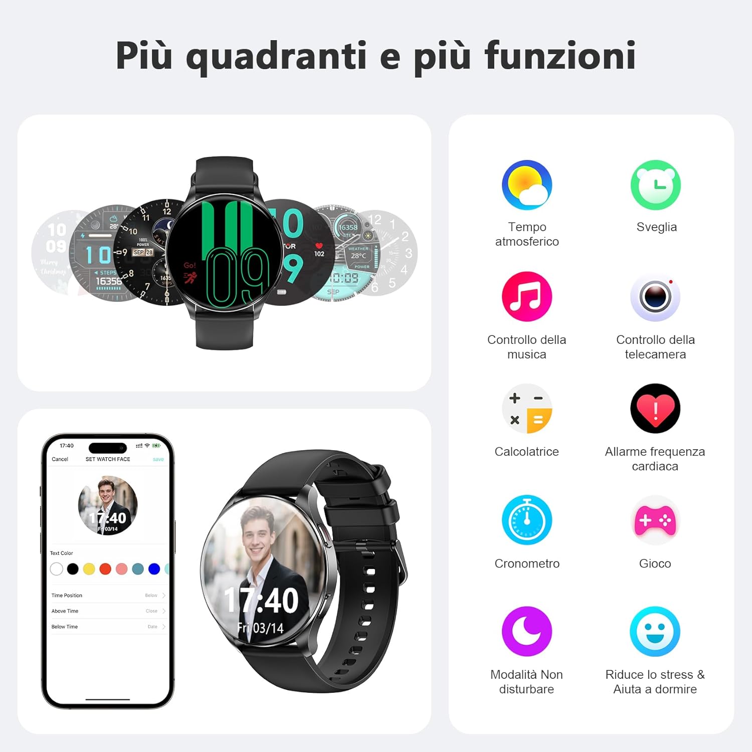 Detalle 2 de Blackview Smartwatch Uomo Donna con schermo AMOLED da 1,43'' – Chiamate Bluetooth, 110+ modalità sport e monitoraggio salute