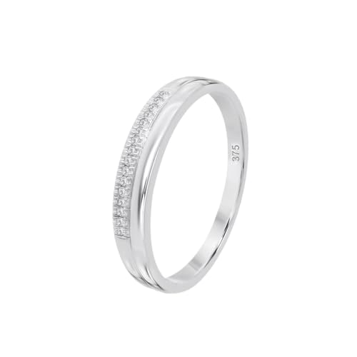 Detalle de Time RoaD Anillo Mujer con Diamantes en Oro Blanco 9K (375 ml) – Elegancia Minimalista y Certificado