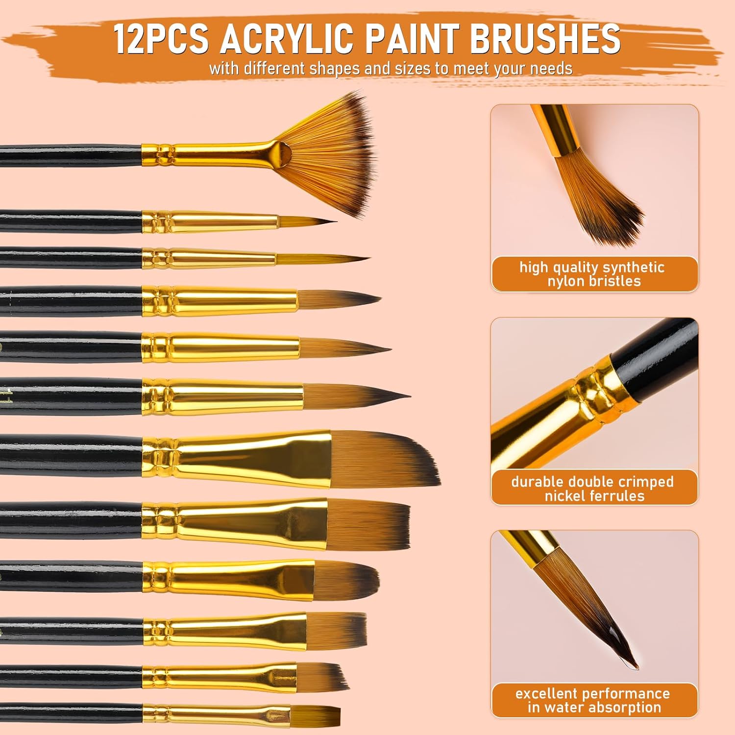 Detalle de Nicpro 68PCS Acrylic Paint Canvas Set – Complete Beginner Painting Kit
