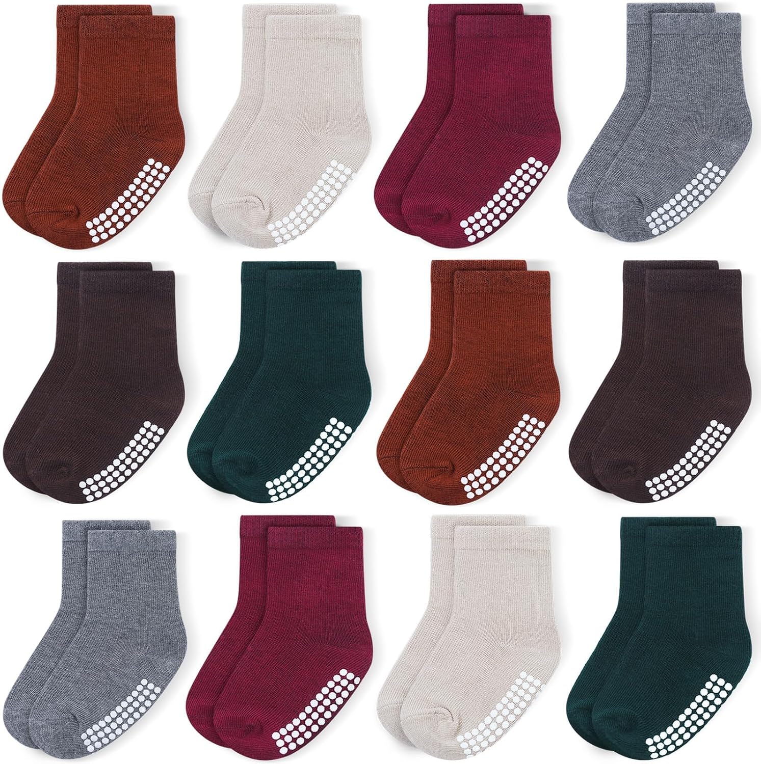 Detalle de JAKIDAR 12 Pack Baby Toddler Socks Non Slip