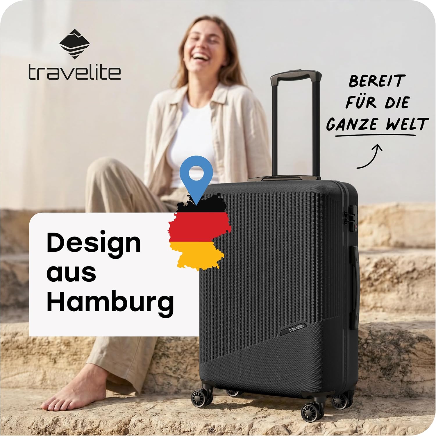 Detalle de Travelite Bali M Koffer 67 cm – 65 Liter, ABS-Hartschale, TSA-Schloss, leicht & wendig