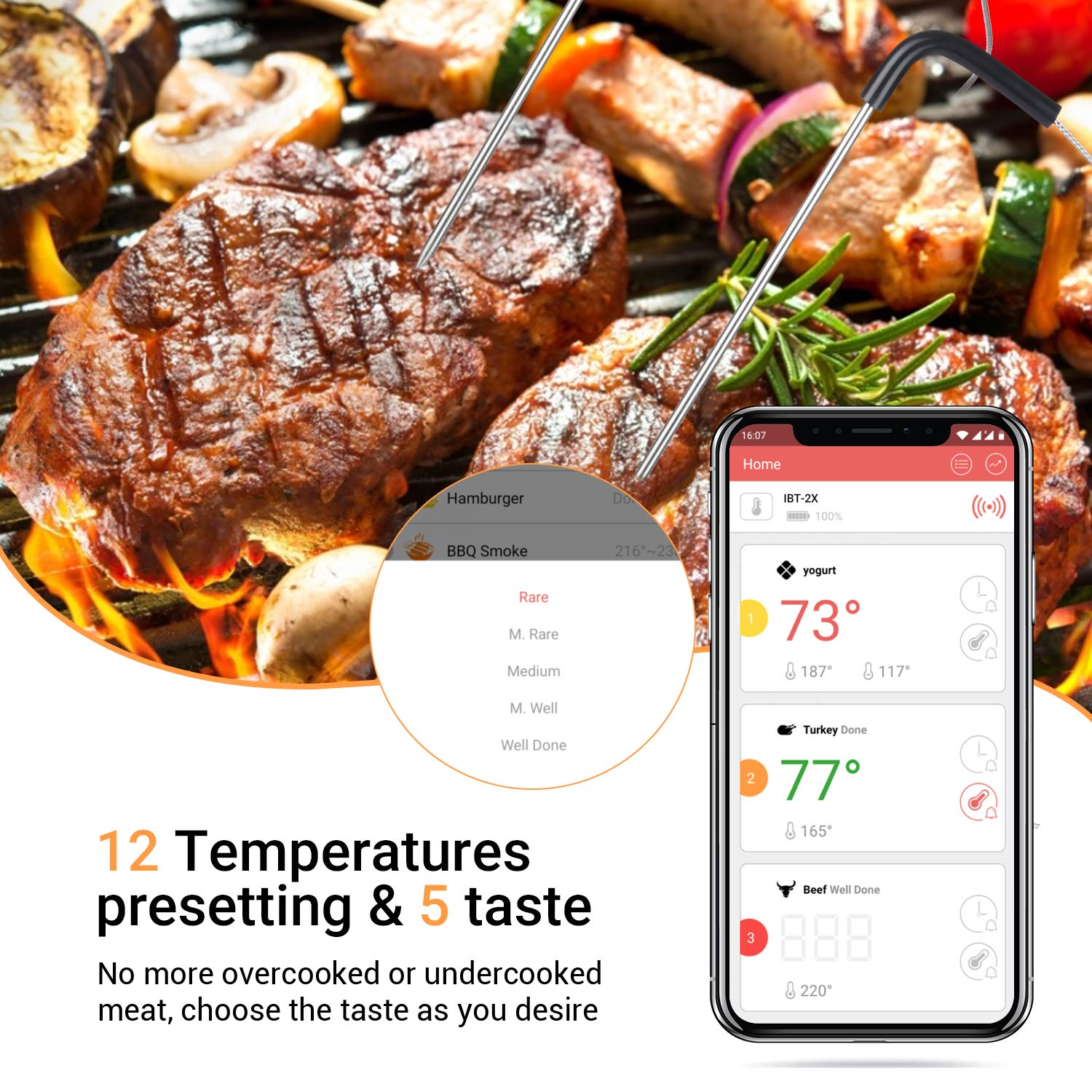 Thumbnail 1 de INKBIRD IBT-2X: Termometro Barbecue Bluetooth con 2 Sonde e Timer Digitale