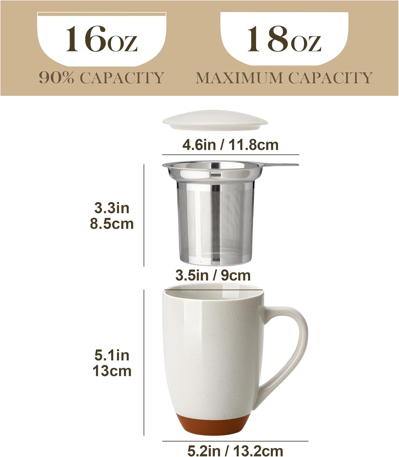 Thumbnail 1 de MALACASA Ceramic Tea Mug, 18 oz