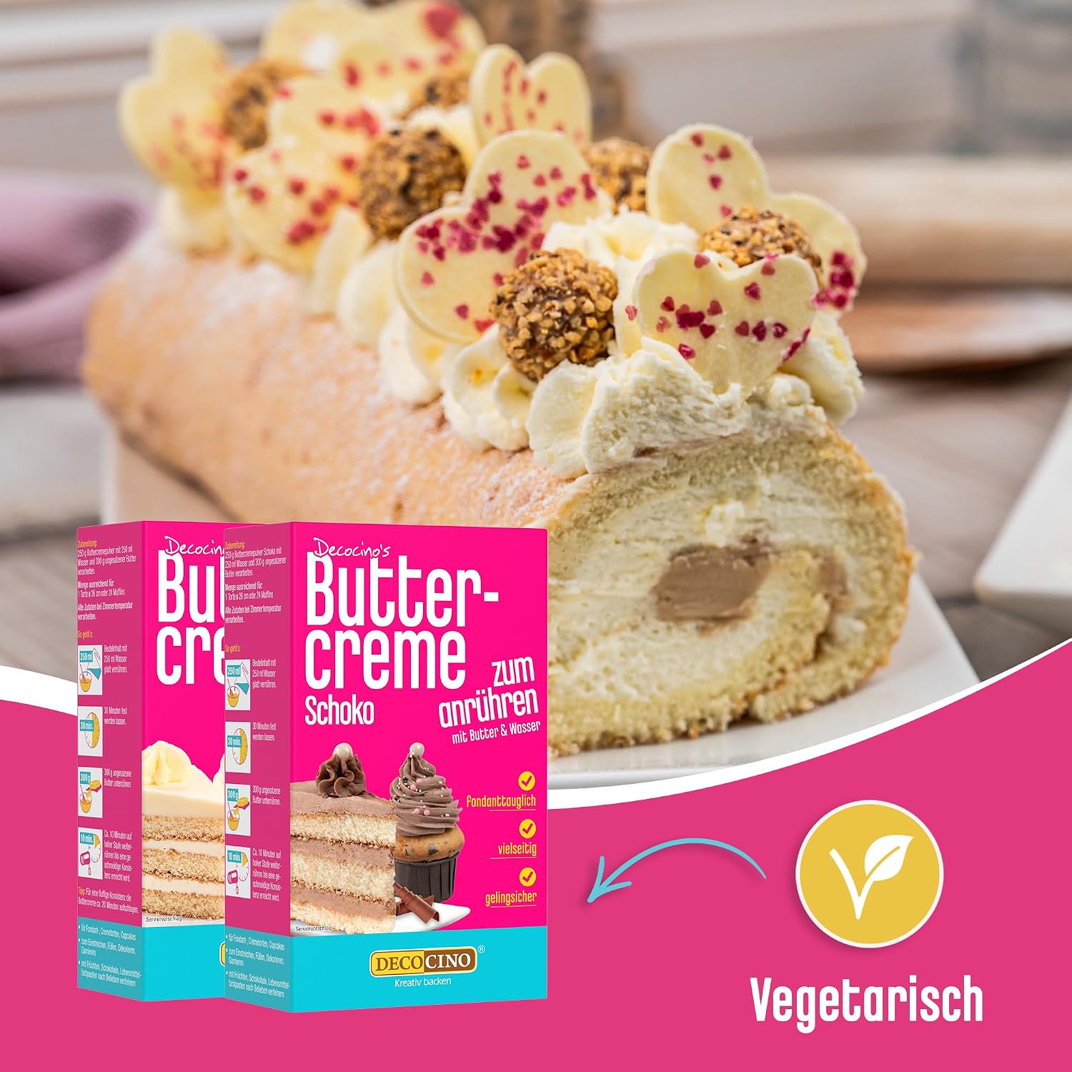 Thumbnail 6 de DECOCINO Vanille Buttercreme Fertigmischung (3x250g) – einfache, luftige Vanille-Buttercreme zum Garnieren und Füllen