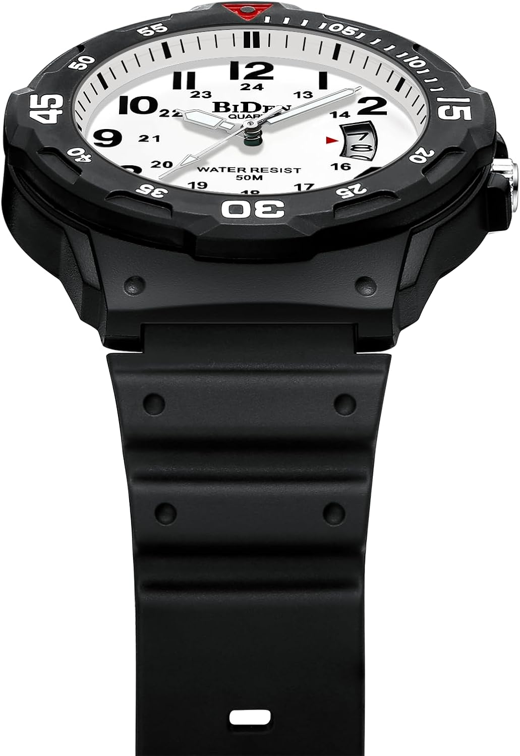 Detalle de HANPOSH Herren Uhr – Analoge Quarz-Uhr mit Datum, 50M wasserdicht, 42 mm Gehäuse, Silikonarmband