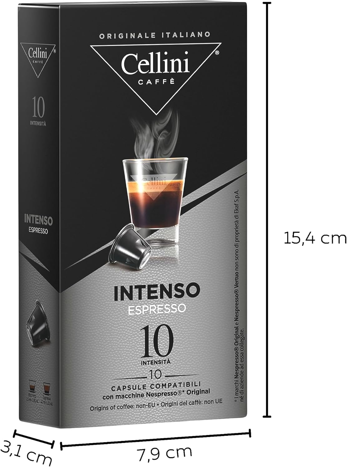 Detalle de Capsules de café Cellini compatibles Nespresso – Intenso, 100 pcs